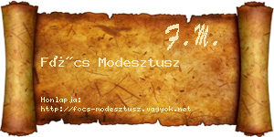 Föcs Modesztusz névjegykártya